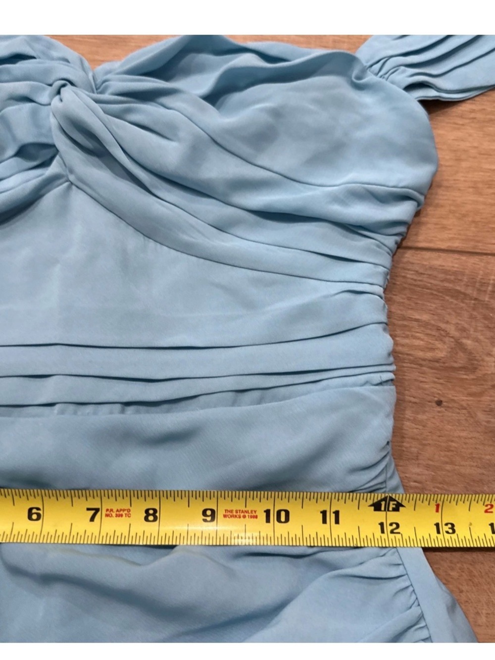 Abercrombie & Fitch Off-Shoulder Twist Midi Dress in Light Blue - Picture 5 of 8